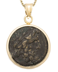 14K Gold Genuine Ancient Greek Coin Necklace (Zeus; 2nd-1st Century A.D.)