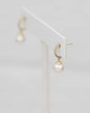 Freshwater Pearl & Diamond 10k Gold Hoop Earrings