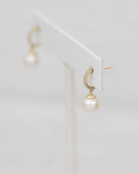 Freshwater Pearl & Diamond 10k Gold Hoop Earrings