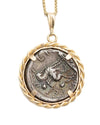 14k Gold Genuine Ancient Roman Coin Necklace (Roma; 114-116 B.C.)