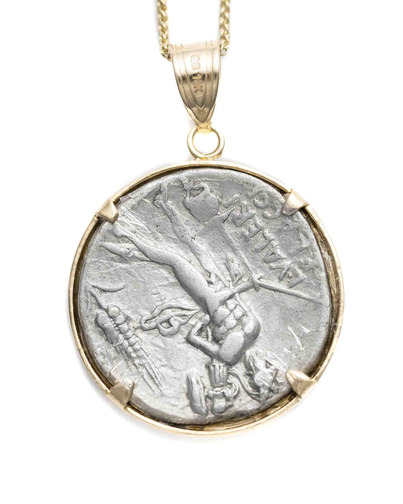 14k Genuine Ancient Roman Coin Necklace (Winged Victory; 46 B.C.)