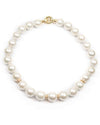 14k Gold & Diamond AAA Natural Freshwater 15mm White Pearl Necklace