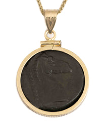 14k Gold Genuine Ancient Greek Coin Necklace (Tanit; 400-350 B.C.)