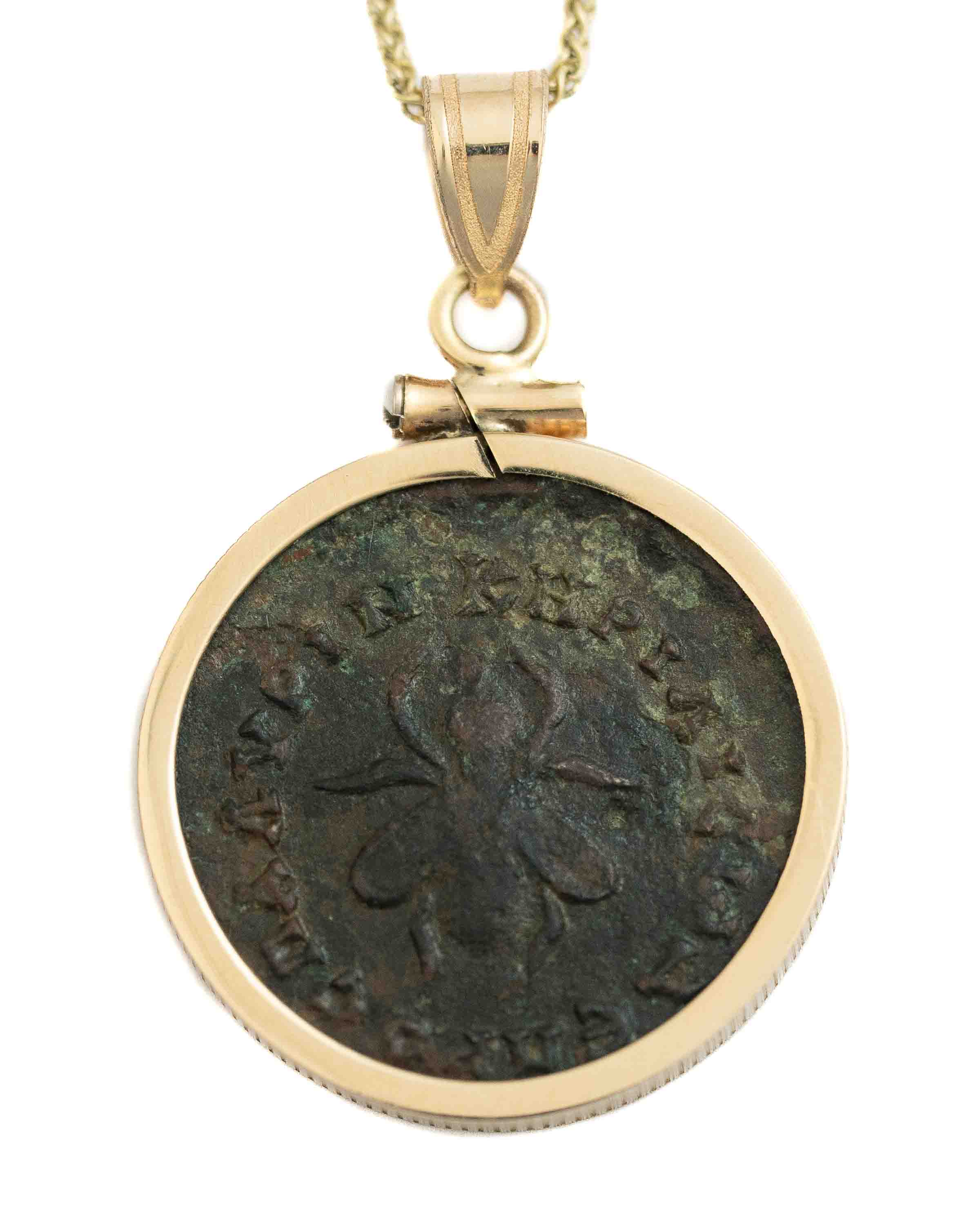 14k Genuine Ancient Greek Coin Necklace (Artemis Bee; 1st Century A.D.)