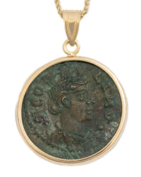 14k Gold Genuine Ancient Roman Coin Necklace (Tyche; 253-268 A.D.)