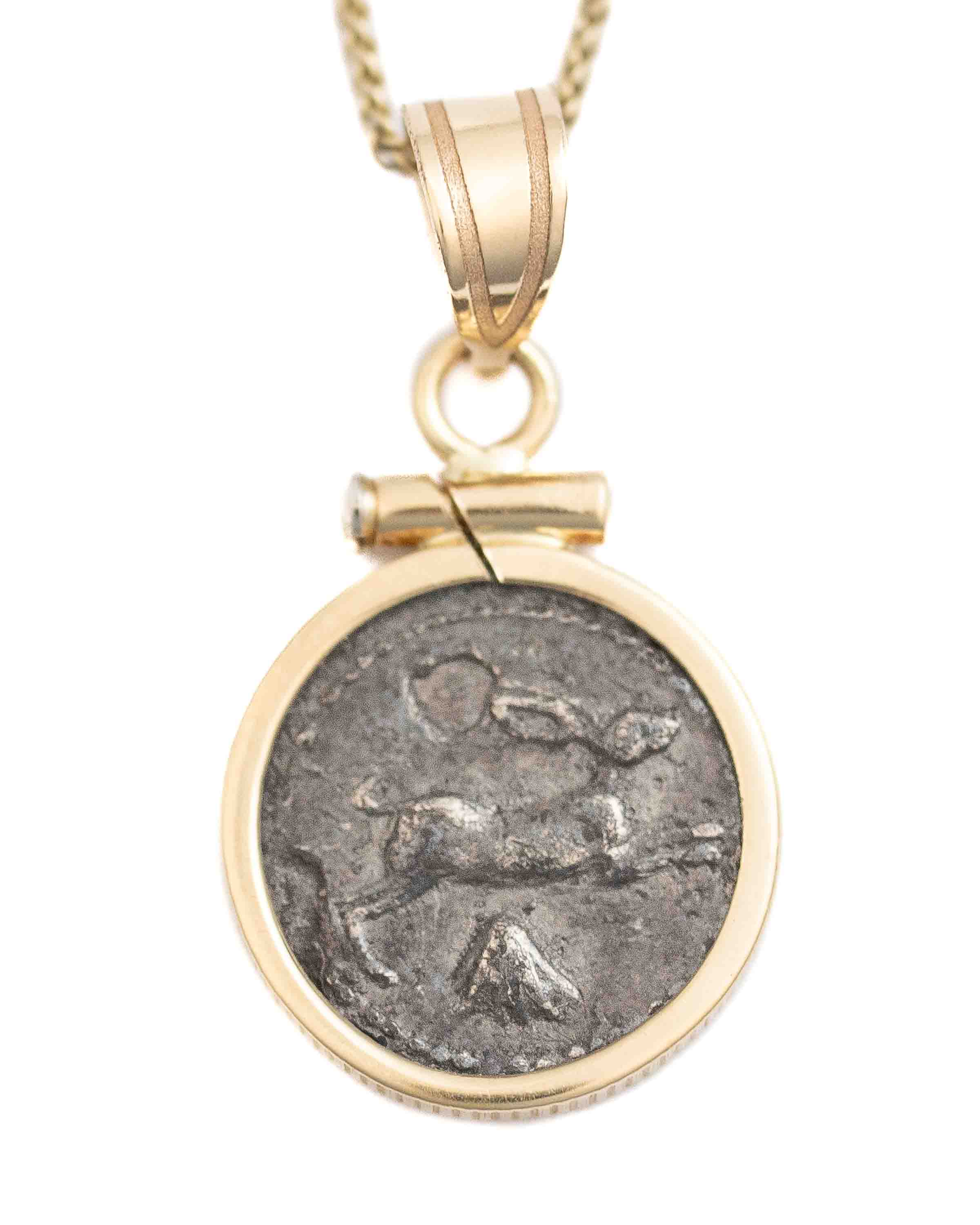 14k Gold Ancient Sicilian Coin Necklace (Sicilian Bunny; 420-413 B.C.)