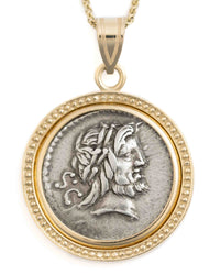 14k Gold Genuine Ancient Roman Coin Necklace (Jupiter; 80 B.C.)