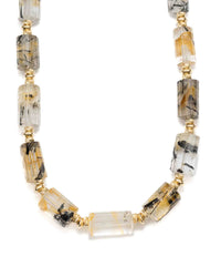 14k Natural Brazilian Golden Rutilated Quartz Statement Necklace