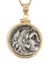 14k Gold Genuine Ancient Greek Coin Necklace (Alexander the Great; 336-323 B.C.)