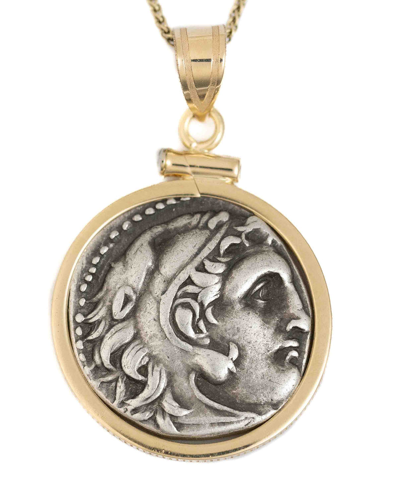 14k Gold Genuine Ancient Greek Coin Necklace (Alexander the Great; 336-323 B.C.)