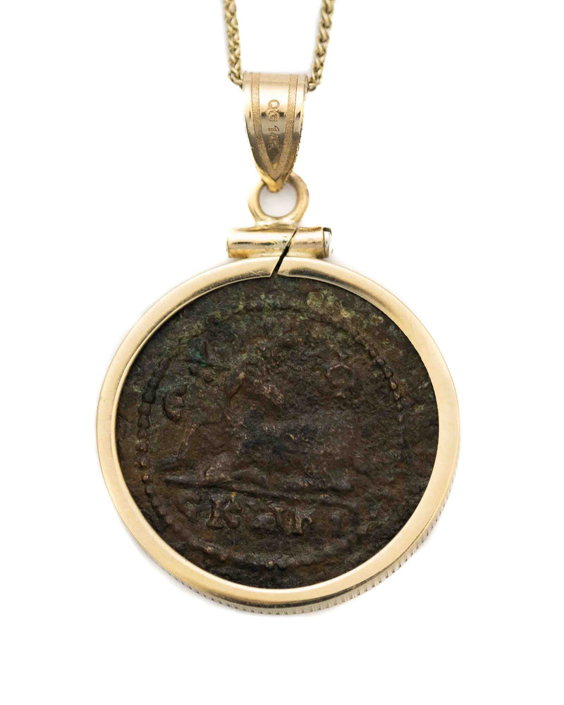 14k Genuine Ancient Greek Coin Necklace (Artemis Bee; 1st Century A.D.)
