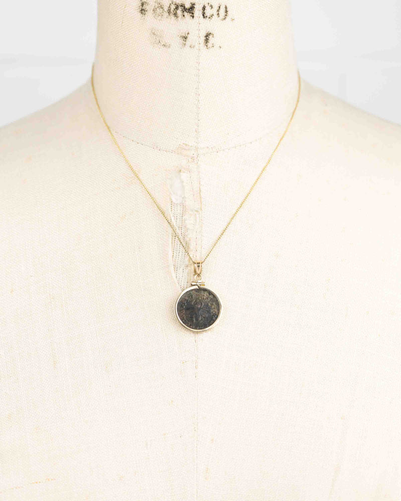 14k Genuine Ancient Greek Coin Necklace (Artemis Bee; 1st Century A.D.)