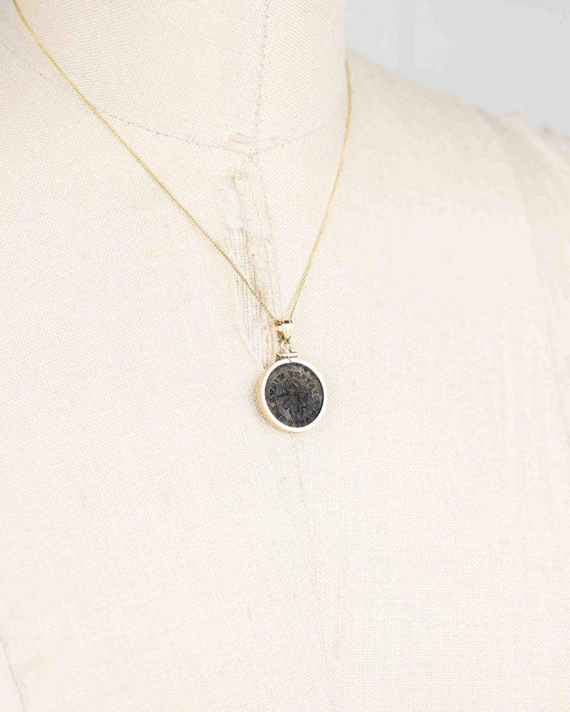14k Genuine Ancient Greek Coin Necklace (Artemis Bee; 1st Century A.D.)