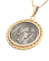 14k Gold Genuine Ancient Roman Coin Necklace (Fortuna; 49 B.C.)