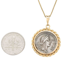 14k Gold Genuine Ancient Roman Coin Necklace (Fortuna; 49 B.C.)