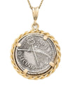 14k Gold Genuine Ancient Roman Coin Necklace (Fortuna; 49 B.C.)