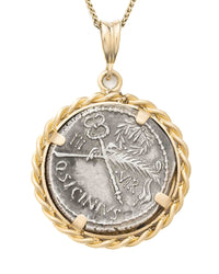 14k Gold Genuine Ancient Roman Coin Necklace (Fortuna; 49 B.C.)