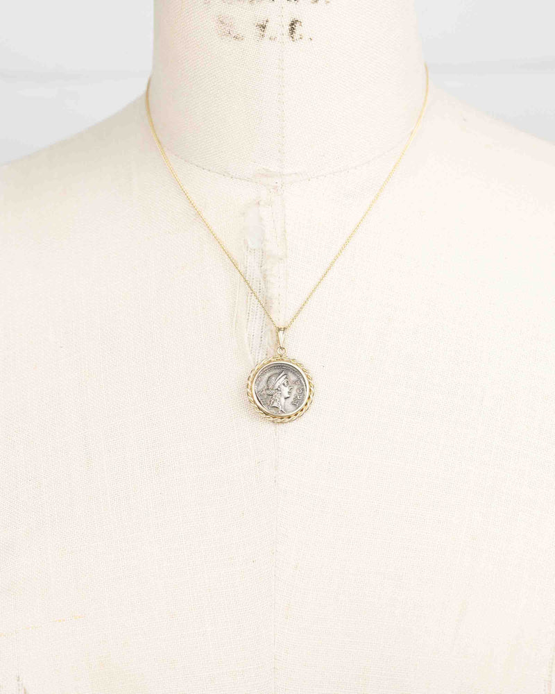 14k Gold Genuine Ancient Roman Coin Necklace (Fortuna; 49 B.C.)