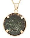 14k Gold Genuine Ancient Greek Coin Necklace (Poseidon; 275-215 B.C.)