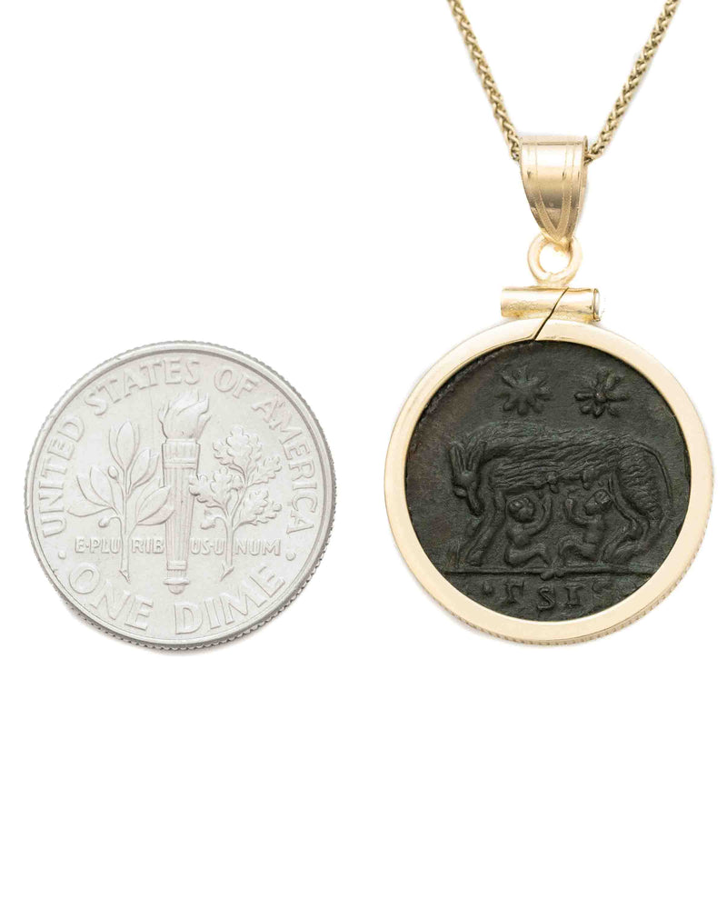 14k Gold Genuine Ancient Constantinople Commemorative (Romulus & Remus; 307-337 A.D.)