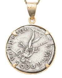 14k Gold Genuine Ancient Roman Coin Necklace (Trajan; 114-116 A.D.)