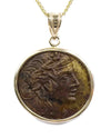 14k Gold Genuine Ancient Greek Coin Pendant Necklace (Dionysus; 120-63 B.C.)