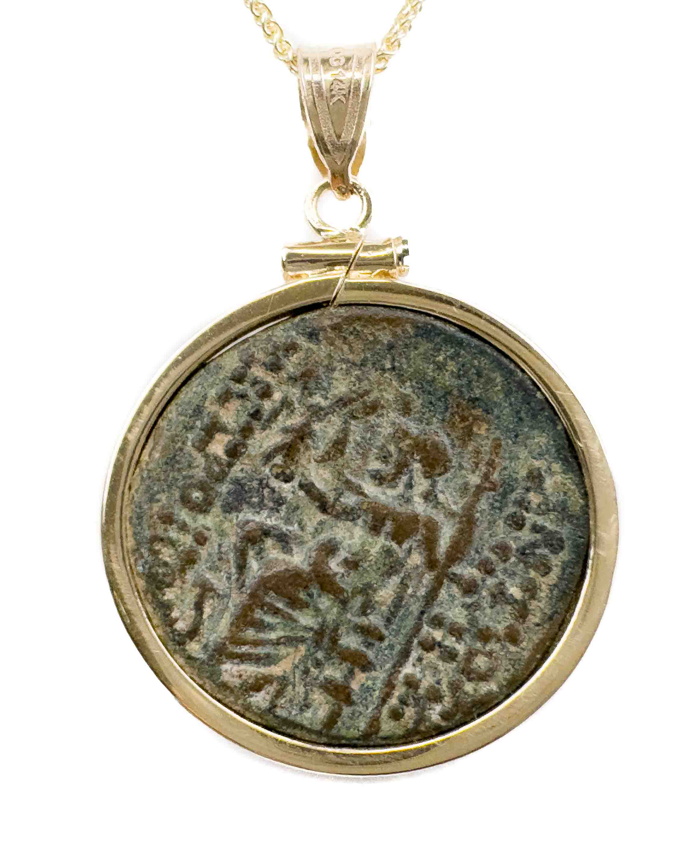 14k Gold Genuine Ancient Greek Coin Necklace (Zeus; 2nd-1st Century B.C.)