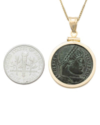 14k Gold Genuine Ancient Roman Coin Necklace (Constantine the Great 306-337 A.D.)