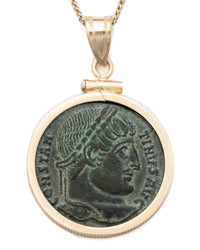 14k Gold Genuine Ancient Roman Coin Necklace (Constantine the Great 306-337 A.D.)