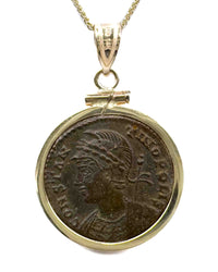 14k Gold Genuine Ancient Roman Coin Necklace (Constantinople Commemorative; 330-354 A.D.)