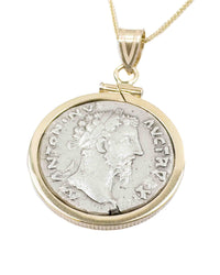 14k Gold Genuine Ancient Roman Coin Necklace (Marcus Aurelius; 161-180 A.D.)