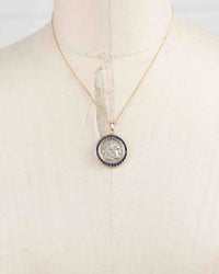 14k Gold & Sapphire Genuine Ancient Greek Coin Necklace (Alexander; 336-323 B.C.)