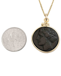 14k Gold Genuine Ancient Greek Coin Necklace (Persephone; 275-215 B.C.)