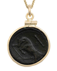 14k Gold Genuine Ancient Greek Coin Necklace (Persephone; 275-215 B.C.)