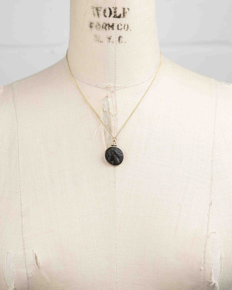 14k Gold Genuine Ancient Greek Coin Necklace (Persephone; 275-215 B.C.)