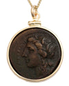 14k Gold Genuine Ancient Greek Coin Necklace (Persephone; 317-289 B.C.)