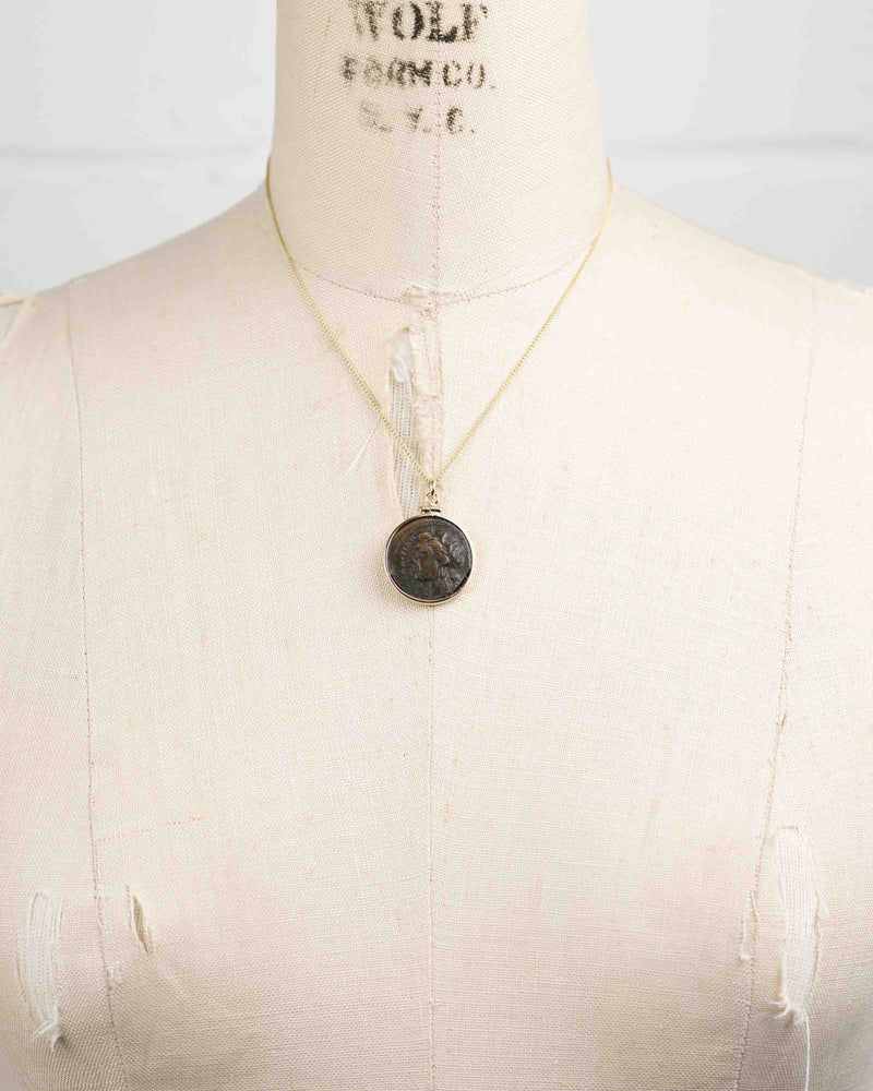 14k Gold Genuine Ancient Greek Coin Necklace (Persephone; 317-289 B.C.)
