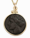 14k Gold Genuine Ancient Greek Coin Necklace (Persephone; 275-215 B.C.)