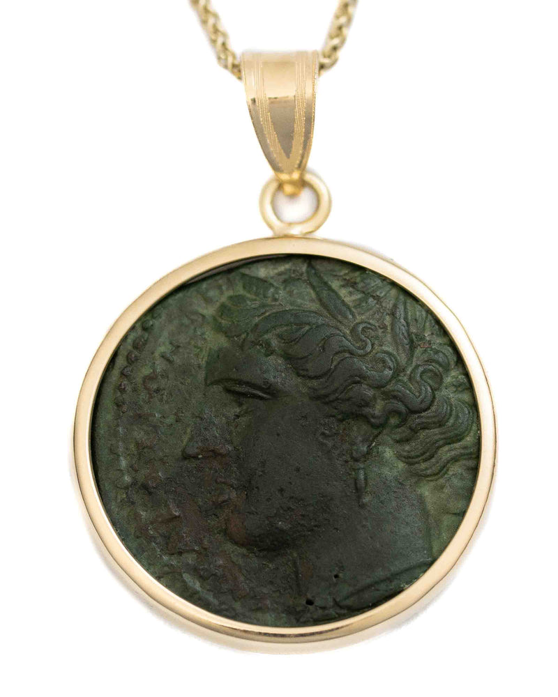 14k Gold Genuine Ancient Greek Coin Necklace (Persephone; 275-215 B.C.)