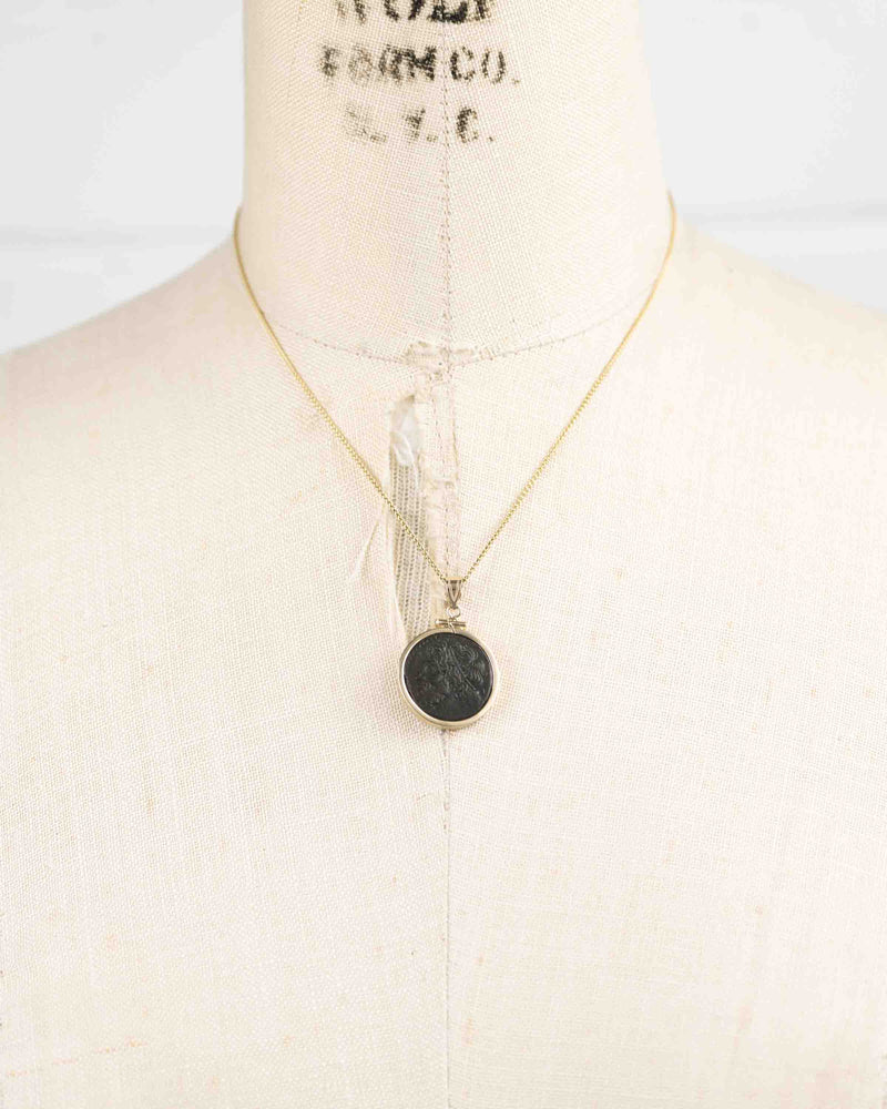 14k Gold Genuine Ancient Greek Coin Necklace (Poseidon; 275-215 B.C.)