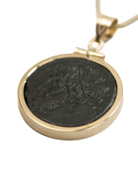 14k Gold Genuine Ancient Greek Coin Necklace (Poseidon; 275-215 B.C.)