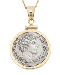 14k Gold Genuine Ancient Roman Coin Necklace (Marcus Aurelius; 161-180 A.D.)