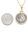 14k Gold Genuine Ancient Roman Coin Necklace (Marcus Aurelius; 161-180 A.D.)