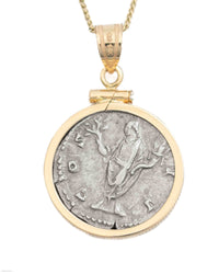 14k Gold Genuine Ancient Roman Coin Necklace (Marcus Aurelius; 161-180 A.D.)