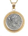 14k Gold Genuine Ancient Roman Coin Necklace (Marcus Aurelius; 161-180 A.D.)