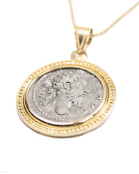 14k Gold Genuine Ancient Roman Coin Necklace (Marcus Aurelius; 161-180 A.D.)