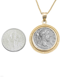 14k Gold Genuine Ancient Roman Coin Necklace (Marcus Aurelius; 161-180 A.D.)