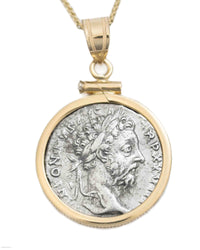 14k Gold Genuine Ancient Roman Coin Necklace (Marcus Aurelius; 161-180 A.D.)