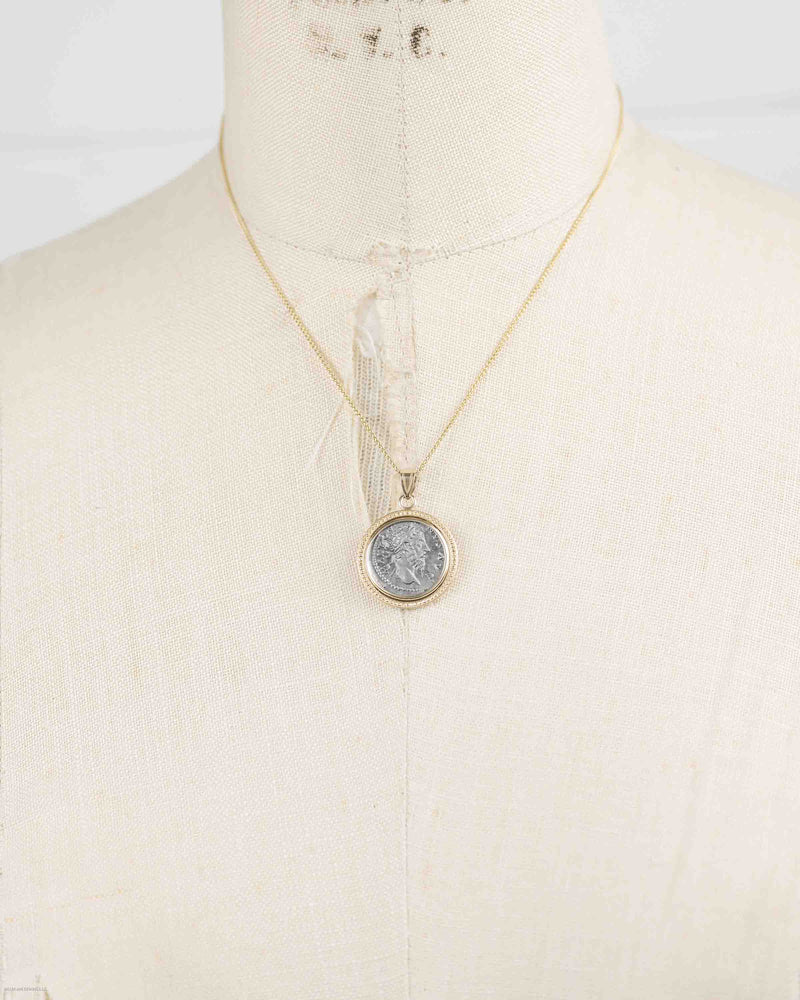 14k Gold Genuine Ancient Roman Coin Necklace (Marcus Aurelius; 161-180 A.D.)