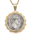14k Gold Genuine Ancient Roman Coin Necklace (Marcus Aurelius; 161-180 A.D.)
